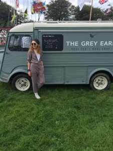 catering van, jumpsuit, sunglasses, beret,converse trainers,The Grey Earl