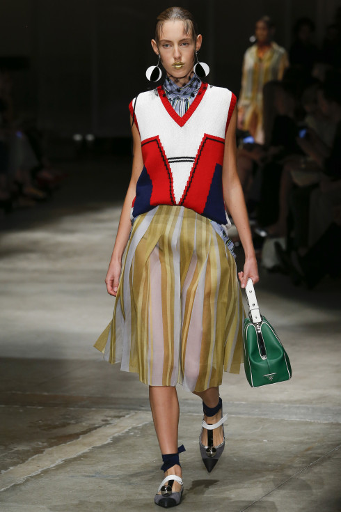 Prada, Spring Summer 2016 Ready To Wear Women's collection, themodeledit, stripes , geometric, knitwear