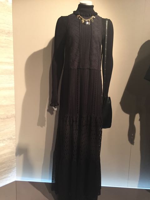 M&S A/W 2016/17, long black sleeveless evening dress, roll neck jumper, polo neck black jumper, evening shoulder bag