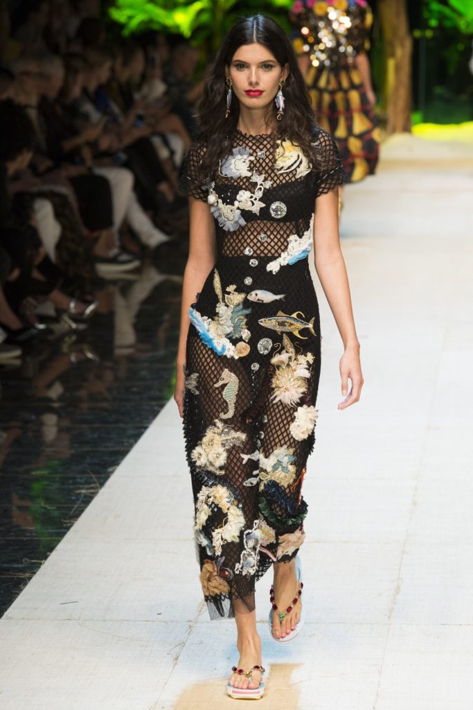 Dolce and Gabbana, Press Show, fish print transparent dress, SS17