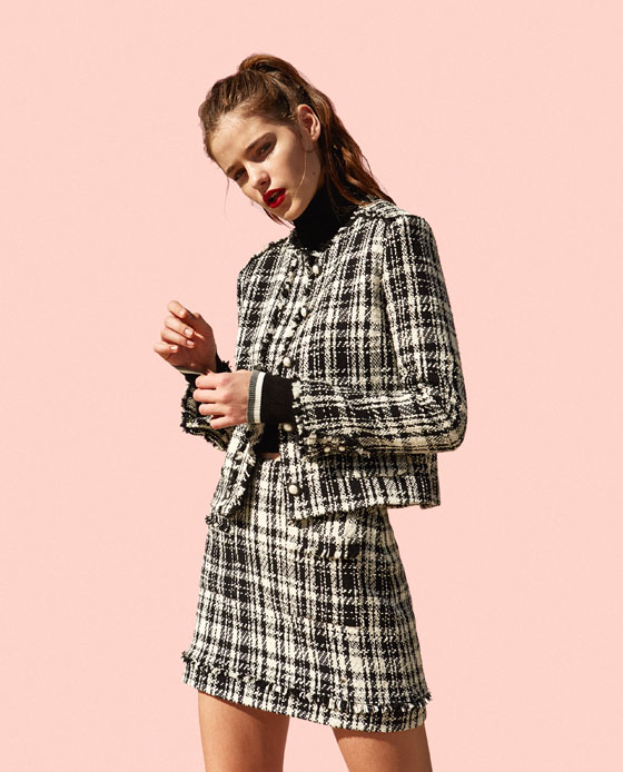 Zara, Zara tweed skirt suit, Chanel style, women's fashion, skirt, jacket