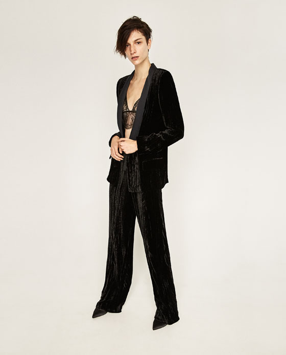 Zara, Zara Tuxedo jacket, lace bra