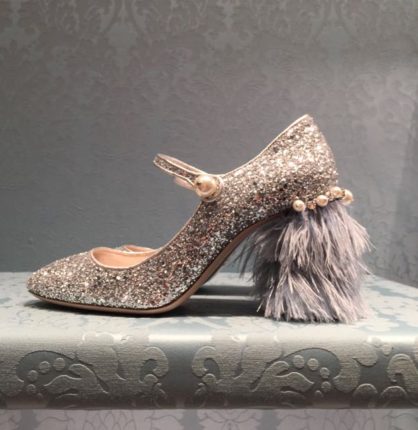 Miu Miu Shoes, Miu Miu feather heeled Mary Janes, diamante shoes, evening shoes, Miu Miu evening shoes, Miu Miu shoes S/S 2017