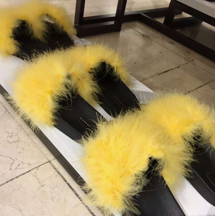 Zara Sliders, yellow feather Sliders, Flip Flops