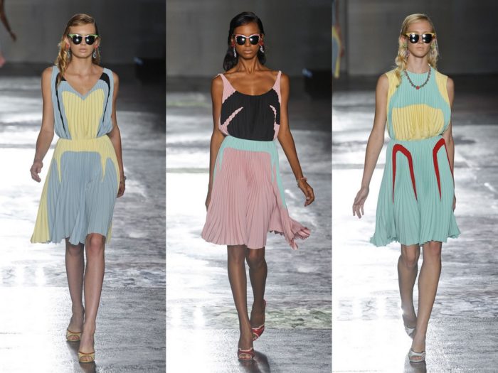 Prada, Prada pleated skirt, fashion show, designer clothes, Milan Press show