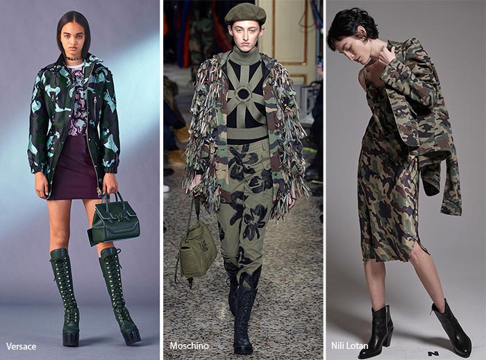 Moschino, Versace, Camouflage print fashion, catwalk, camouflage on the catwalk